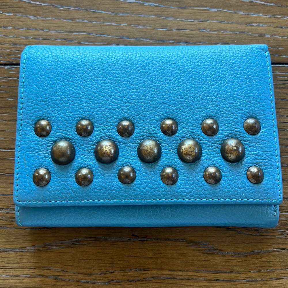 The FIND Blue Clutch Wallet with Studs and Snap closure